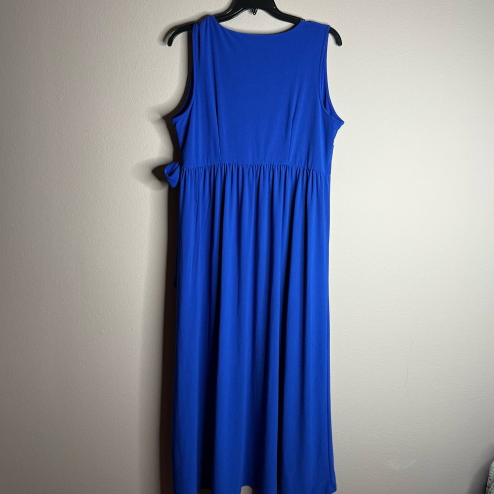 INC International Concepts Elegant Blue Sleeveless Tie Waist Wrap Dress Sz1X - Picture 8 of 10
